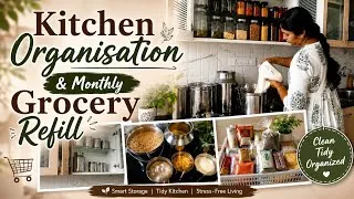 Thumbnail: Kitchen Organisation|Monthly Grocery Refill 🛒| Kitchen Restock| Sunday  Special  |Telugu Life Style 