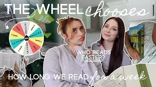 Thumbnail: number wheel chooses how much we read *for a week* feat. @bailees_bookshelf (WHO READS FASTER?)⏰📖⭐️