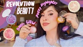 Thumbnail: TRYING NEW REVOLUTION BOUNCY GLOW PUTTY HIGHLIGHTERS! DAWN, SUNSET+TWILIGHT SWATCHES+ TRY ON HAUL!