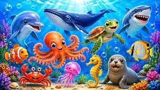Thumbnail: 🐬 Sea Animals Sounds for Kids 🌊 | Cute Ocean Animals Sounds 🐙🐢 | Learning Video for Toddlers