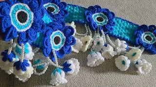 Thumbnail: 🧿 Evil eye crochet toran, Wall hanging, Gate ka Parda, Jhalar design, crochet Flower toran 