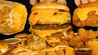Thumbnail: ASMR MUKBANG DOUBLE BIG MAC BURGERS CHIPOTLE GIANT BURRITO KFC CRISPY CHICKEN & FRIES | WITH CHEESE
