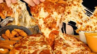 Thumbnail: ASMR MUKBANG PIZZA HUT EXTRA CHEESE PIZZA CHEESY PASTA BREAD CHICKEN & FRIES | WITH CHEESE + RANCH