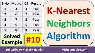 Thumbnail: 10. KNN Algorithm Solved Example Classify Maths=6, CS=8 K=3  Machine Learning by Vidya Mahesh Huddar