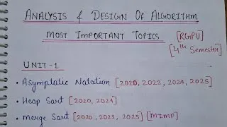 Thumbnail: Analysis & Design of Algorithm Important Topics |  RGPV | Btech | 4thsem | Must Watch!✅️🫡