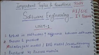 Thumbnail: Software Engineering Important Topics |  RGPV | Btech | 4thsem | Must Watch!✅️🫡