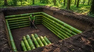 Thumbnail: Building an underground bamboo survival shelter over two days