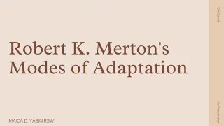 Thumbnail: HBSE | ROBERT K. MERTON's MODES OF ADAPTATION 📚✨