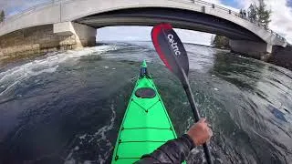 Thumbnail: Surfing Blue Hill Falls in a NDK Romany Sport RM Sea Kayak