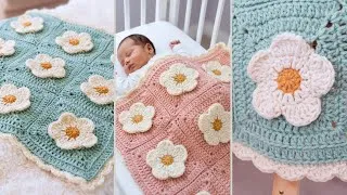 Thumbnail: Cozy Petals Baby Blanket 🌸 | Easy Daisy Flower Crochet Blanket Tutorial 🧶 | Granny Square Pattern