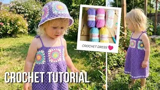 Thumbnail: Cutest Crochet Dress Ever! 🌞 Easy Sunburst Granny Square Dress Pattern for Kids (0-10 Yrs) 👗