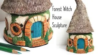 Thumbnail: Fantasy Forest Witch House - Polymer Clay Sculpture on Glass Jar || Maive Ferrando