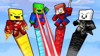 Thumbnail: JJ and Mikey: SUPERHERO TOWER BATTLE in Minecraft!