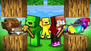 Thumbnail: JJ vs Mikey vs Banana Kid: CAR TREE BATTLE in Minecraft...