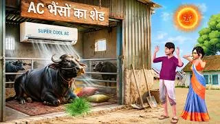 Thumbnail: AC भैंसों का शेड AC Buffalo shed Hindi Kahaniya Moral Stories Comedy Video