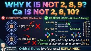 Thumbnail: Hindi | Why electronic configuration of K is not 2,8,9 and Ca is not 2,8,10? chemistry class 8-12