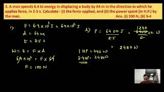 Thumbnail: Work Energy Power Class 10ICSE numericals
