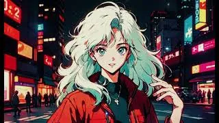 Thumbnail: 🎶 White-Haired Japanese Beauty - Midnight Groove: Nostalgic Lofi Beats & City Pop Grooves 🌃🚗✨