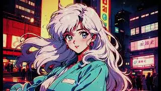 Thumbnail: 🎶 White-Haired Japanese Beauty - Midnight Groove: Nostalgic Lofi Beats & City Pop Grooves 🌃🚗✨