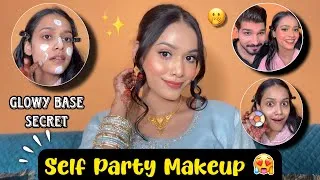 Thumbnail: 😍✅SELF PARTY MAKEUP AT HOME | Learn Indian Wedding guest Makeup Tutorial #selfmakeup #glowybase