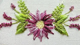 Thumbnail: Floral Embroidery Tutorial | Dimensional Purple Daisy Pattern
