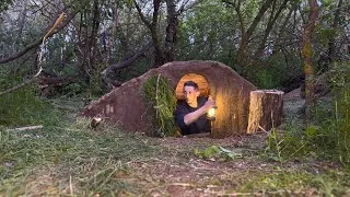 Thumbnail: Bushcraft Dugout sShelter With Fireplace