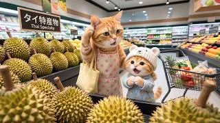 Thumbnail: Mama Cat's Durian Challenge for Ginger Kitten Ends with Big Reactions! 😹🥭🎉