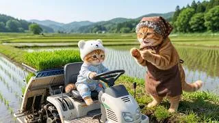 Thumbnail: Ginger Kitten and Grandma Cat Grow Rice, Mama Cat Brings a Surprise 😻🌾😲