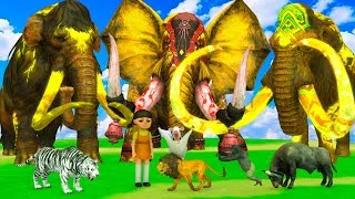 Thumbnail: Giant Mammoth Elephant Cow Vs Giant Zombie Gorilla Polar Bear Tiger Lion Giraffe Play Squid Game