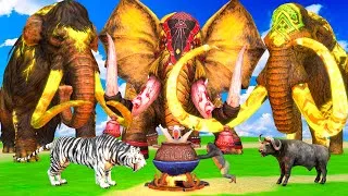 Thumbnail: 10 Giant Mammoth Elephant Cow Vs Zombie Wolf Vs 10 Giant Lion Tiger Wolf Cub Saved By Woolly Mammoth