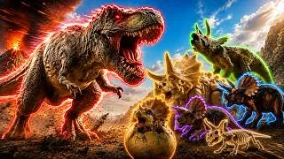 Thumbnail: T-REX ATTACKS THE TRICERATOPS Clan! 😱 Can the Dinosaur Survive?