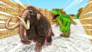 Thumbnail: Elephant Mammoth vs T-rex Dance battle in Maze Temple Run | Mammoth life