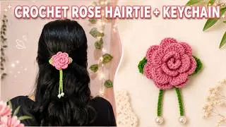 Thumbnail: Make This Cute Crochet Rose Hair Tie & Keychain | Beginner Friendly Tutorial | Easy and Cute