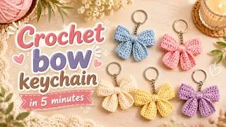 Thumbnail: How to Crochet a Cute Bow Keychain | Cute Bow Keyring Step-by-Step Beginner Friendly Tutorial