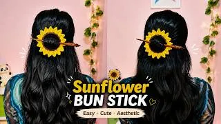 Thumbnail: How to crochet a Sunflower Bun Stick 🌻| Easy Handmade Hair Accessory for Beginners