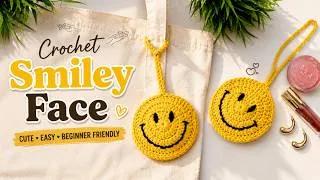 Thumbnail: Crochet Smiley Face Pouch Tutorial ☺️ | Easy Crochet Coin Pouch for Beginners ❤️