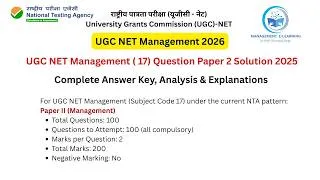 Thumbnail: UGC NET Management Question Paper 2 Solution 2025 June | Complete PYQ Discussion | UGC NET 2026