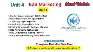Thumbnail: B2B Marketing Unit 4 Complete Revision | Market Segmentation, Positioning, Pricing Strategies & CRM