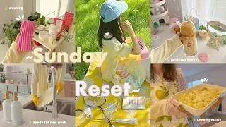 Thumbnail: Sunday reset routine 🧺🎀 deep cleaning & organizing, prep for the new week, being productive