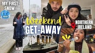Thumbnail: Weekend GET-AWAY with HIM to NORTHERN IRELAND | my first SNOW FALL ❄️, Titanic museum, Vintage BARS