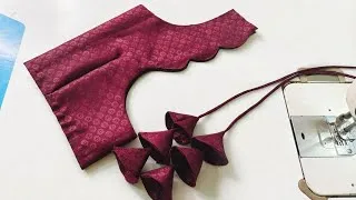 Thumbnail: Latest Blouse Back Neck Designs | Scallop Neck Designs | Blouse Back Neck Design Cutting and Stitchi