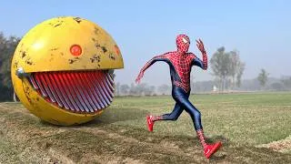 Thumbnail: RED SPIDER-MAN vs PAC-MAN In Real Life #1 |   #spiderman #pacman #marvel