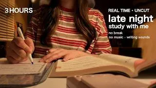 Thumbnail: 3 HOURS Study With Me | REAL TIME • UNCUT 🌙 Late Night Study | Writing ASMR (No Music) | 夜の3時間集中勉強