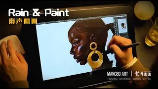 Thumbnail: Paint with Bo 🌧️ Dark Skin & Gold Lighting ASMR (Hard Edge Process)和Bo一起画画 🌧️ 黑皮金环厚涂全过程 (沉浸式雨声ASMR)