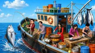 Thumbnail: 30 Days In Boat Huge Tuna Catch & Boat Cooking Fish Curry Chawal Hindi Kahaniya Moral Stories Comedy