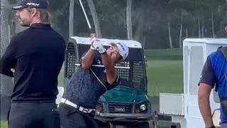Thumbnail: Hideki Matsuyama still working with Stick Drill to maintain swing path