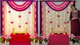 Thumbnail: Ganpati decoration ideas for Home/ Varmahalakshmi decoration/ Festival backdrop decoration ideas 