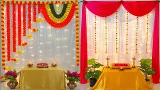 Thumbnail: Simple & easy Festival backdrop decoration ideas for home/ ganpati decoration ideas/ festival decor