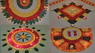 Thumbnail: Simple & Easy flower rangoli design ideas for diwali /flower rangoli for festival/ diwali decoration