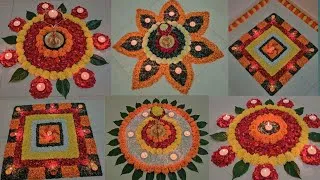 Thumbnail: Simple & easy flower rangoli design ideas/ diwali decoration ideas/ festival flower rangoli 